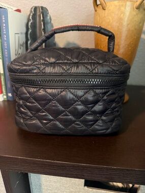 MZ Wallace Quilted Black Cosmetic Train Case with Top Handle